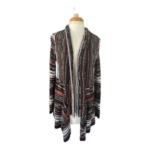 ZOZO Striped Multicolor Open Front Cardigan Sweater with Pockets